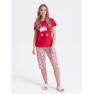 Veselé červené dámske pyžamo ULR271