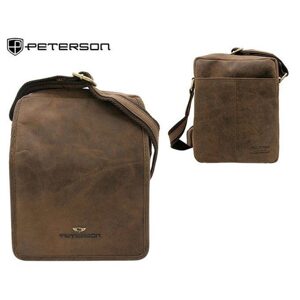 Tmavo-hnedá kožená praktická taška Peterson