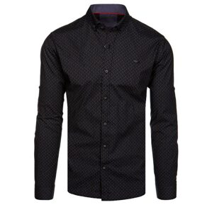 Vzorovaná pánska košeľa v čiernej farbe