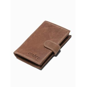 Svetlo-hnedá vertikálna kožená peňaženka na patentku A091
