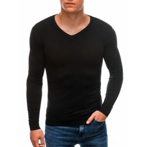 Pánsky sveter s V-výstrihom v čiernej farbe E206