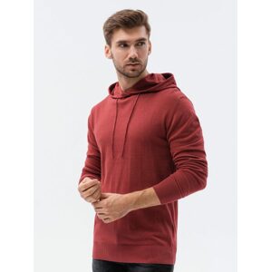 Štýlový tmavočervený sveter s kapucňou E187