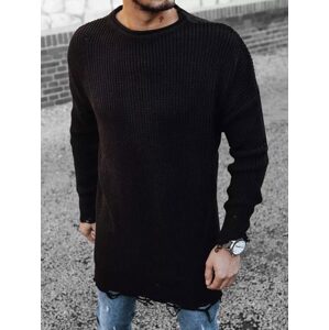 Štýlový predĺžený sveter v čiernej farbe