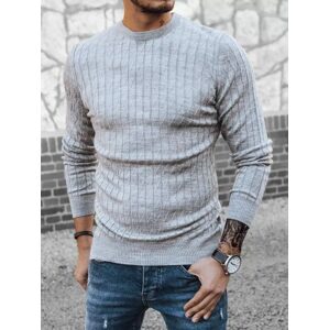 Trendový pletený sveter vo svetlošedej farbe