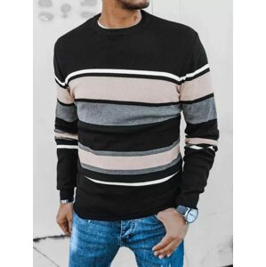 Trendový pruhovaný čierny sveter