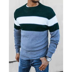 Šedý sveter s kontrastnými pruhmi