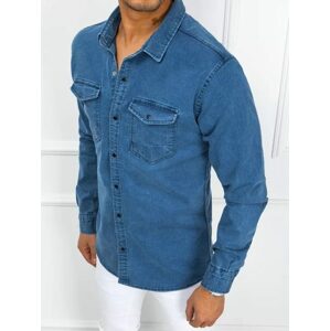 Džínsová košeľa v modrej farbe