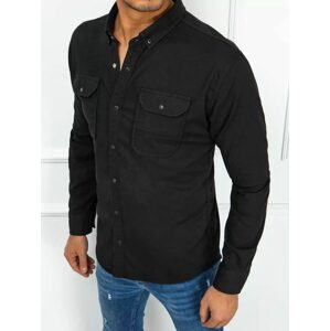 Trendová čierna košeľa s vreckami