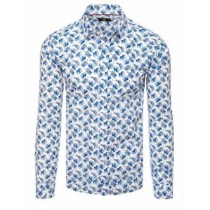 Biela košeľa s modrým trendy vzorom