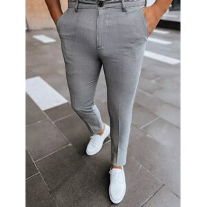 Štýlové šedé kockované chinos nohavice