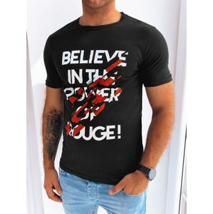 Moderné čierne tričko s nápisom believe