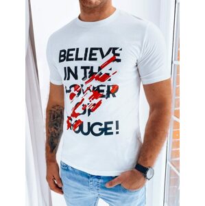 Moderné biele tričko s nápisom believe
