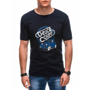 Granátové tričko s originálnou modrou potlačou S1810