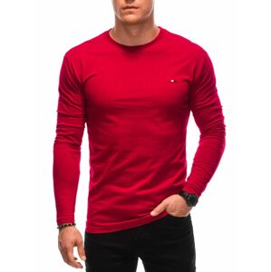 Červené bavlnené tričko s dlhým rukávom s drobnou nášivkou L164