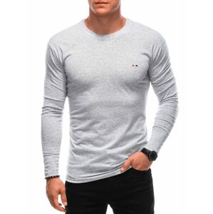 Šedé bavlnené tričko s dlhým rukávom s drobnou nášivkou L164