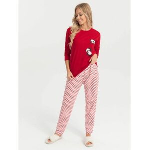Dámske pyžamo v červenej farbe s veselým motívom ULR208
