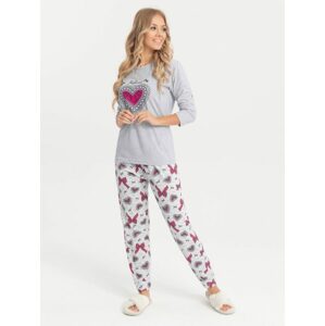Trendy dámske pyžamo v šedej farbe s popisom ULR206