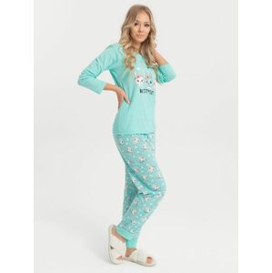 Trendy dámske mentolové pyžamo s nápisom Best friends ULR210