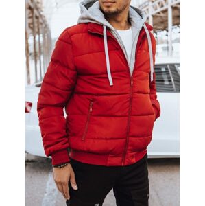 Atraktívna červená bunda s kapucňou kontrastnej farby