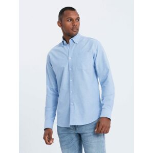 Elegantná modrá košeľa oxford V4 OM0108