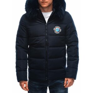 Trendy zimná tmavo modrá bunda C576