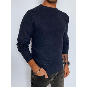 Tmavo modrý sveter s trendy prešívaním