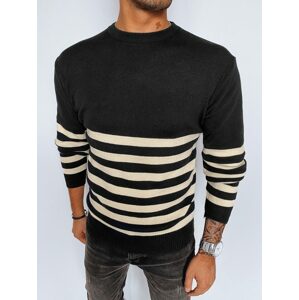 Trendový čierny pruhovaný sveter