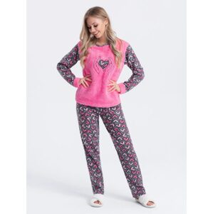 Origínálne dámske ružové pyžamo s hrejivým motívom ULR227