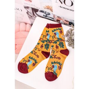 Bordovo-žlté ponožky Love Bird Socks