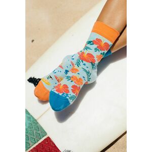 Oranžovo-svetlomodré ponožky Aloha Vibes