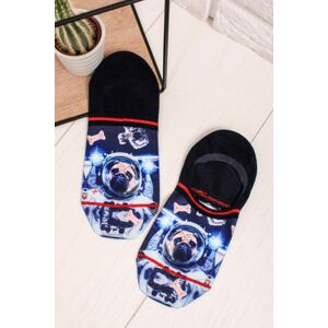 Pánske modré vzorované členkové ponožky Pug in Space Footies