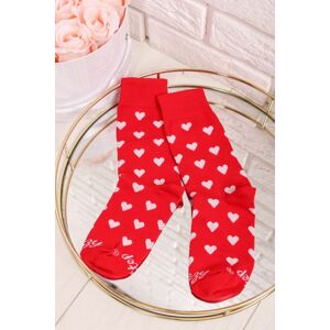 Červené vzorované ponožky Srdiečka červené dlhé
