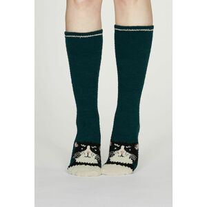 Tmavotyrkysové vzorované ponožky Rebecca Fuzzy Socks