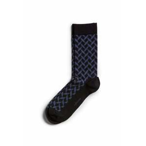 Dámske modro-čierne vzorované ponožky Square Socks