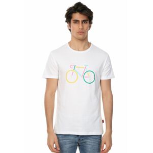 Pánkse biele bavlnené tričko Bike JFTLW04