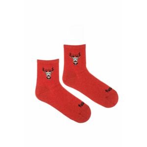 Červené trojštvrťové ponožky Jeleň rebrovaný