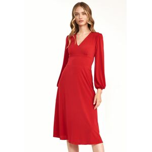 Červené áčkové šaty s výstrihom S194