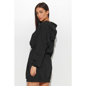 Čierne krátke mikinové šaty s kapucňou NU374
