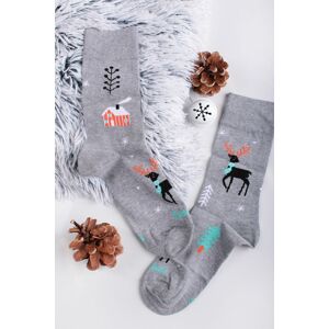 Sivé vzorované ponožky Jelene na snehu