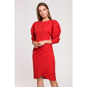 Červené šaty s nariasenými rukávmi S284