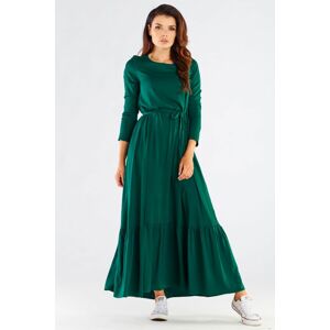 Zelené maxi šaty s viazaním A455