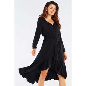 Čierne asymetrické šaty s výstrihom A456