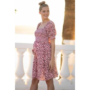 Ružové kvetované tehotenské šaty Roxie