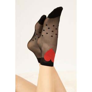 Červeno-čierne vzorované ponožky Fairy Tale 15DEN