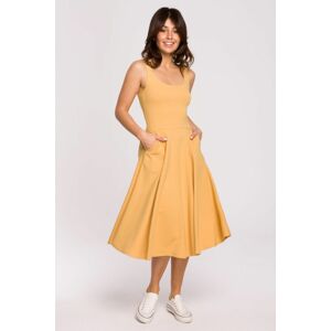 Žlté midi šaty B218
