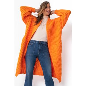 Oranžový dlhý sveter s prímesou vlny F1496