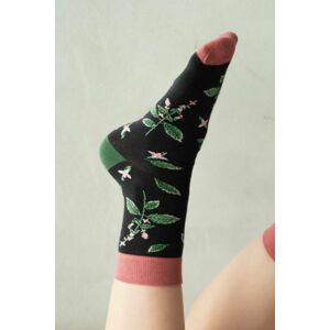 Tmavosivé kvetované ponožky Herbs