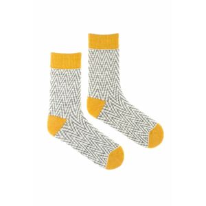 Žlto-sivé vlnené ponožky Vlnáč Cikcak Žlťák