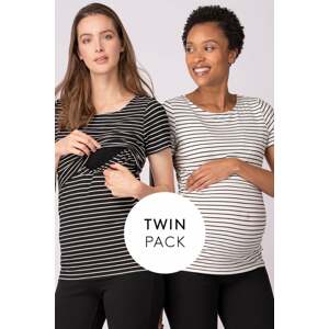 Bielo-čierne pásikavé dvojbalenie tehotenských tričiek Anne SS