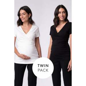 Bielo-čierne dvojbalenie tehotenských tričiek Marney